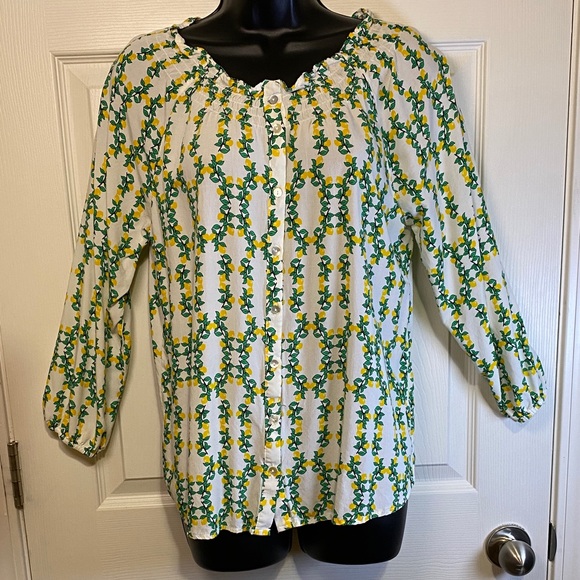Jane and Delancey Tops - Jane and Delancey Lemons & Floral Button-Up Blouse